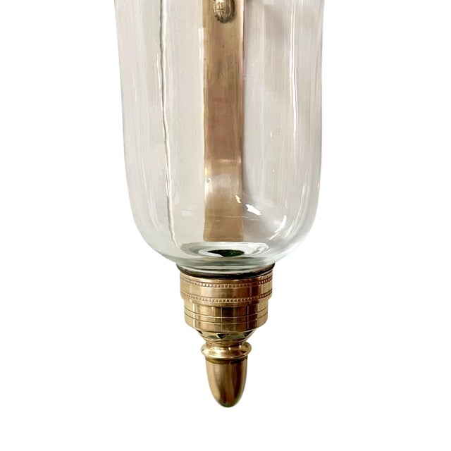 Vintage Chapman & Myers Style Brass and Glass Hurricane Wall Sconces – Pair of Mid-Century Lantern Candle Holders For Sale - Image 6 of 17