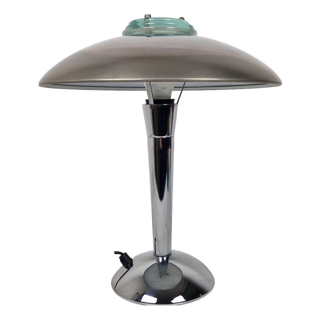Vintage Space Age Chrome & Glass Table Lamp, 1980s For Sale