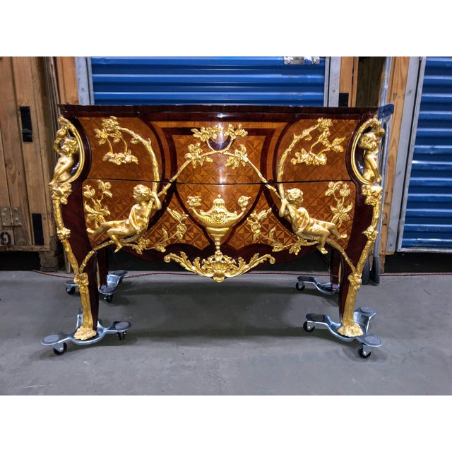 Louis XV Style Gilt-Bronze Mounted Parquetry Commode For Sale - Image 13 of 14