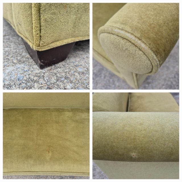 Late 20th Century Flexsteel Olive Velvet Left & Right Chaises Settees Love Seats - A Pair For Sale - Image 11 of 12