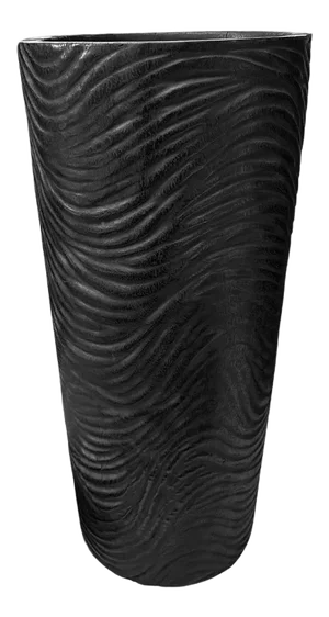 Large Sculptural Mango Wood Vase With Hand-Hewn Detailing, Burnt Finish