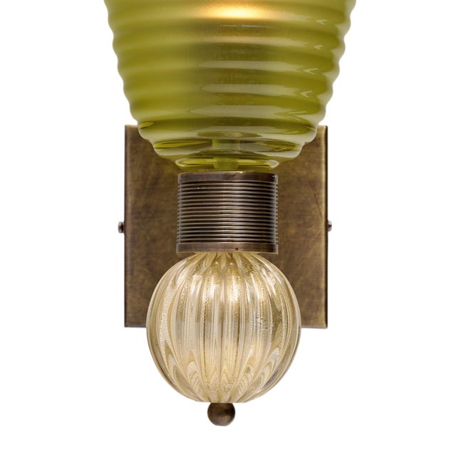 Italian Venetian Glass Opaque Torch Sconces, Murano, Hand-Blown - a Pair For Sale In Austin - Image 6 of 9