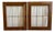 Vintage 70s Pair of Walnut and Convex Leaded Clear Glass Cabinet Doors For Sale