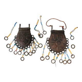 Antique Tribal African Artifacts, Benin Tribe Bronze Bag/Container - A Pair For Sale