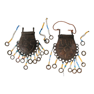 Antique Tribal African Artifacts, Benin Tribe Bronze Bag/Container - A Pair