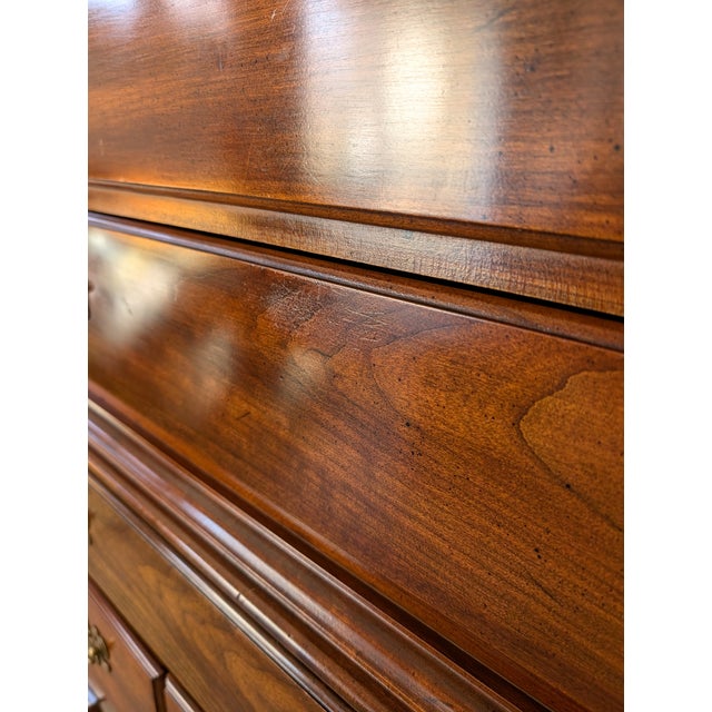 1970's Solid Cherry Queen Anne Bonnet Top Highboy by Cresent Furniture For Sale - Image 9 of 9