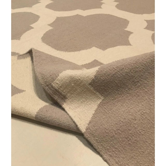 Textile Vintage Indian Gray and Cream Kilim Rug, 1980s For Sale - Image 7 of 9