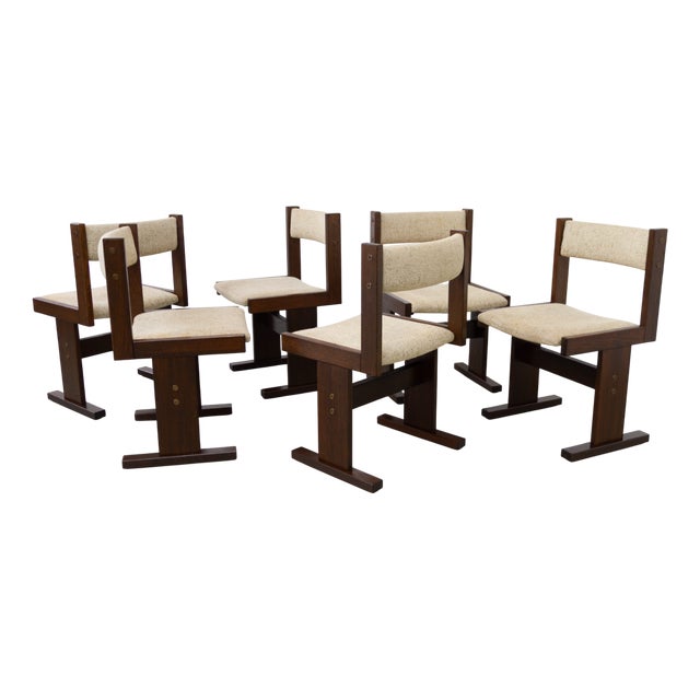 Brutalist Danish Dark Oak Dining Chairs from Gangso Mobler, 1970s, Set of 6 For Sale