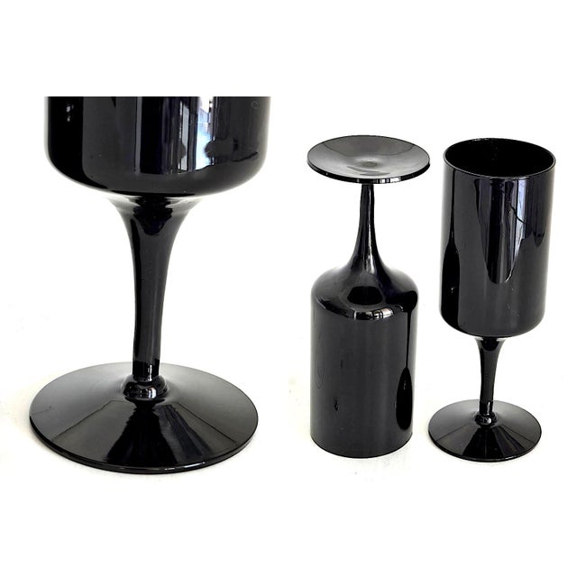 1970s 1970s Water Goblets in Nocturne Black by Seneca Glass, Set of 6 For Sale - Image 5 of 15