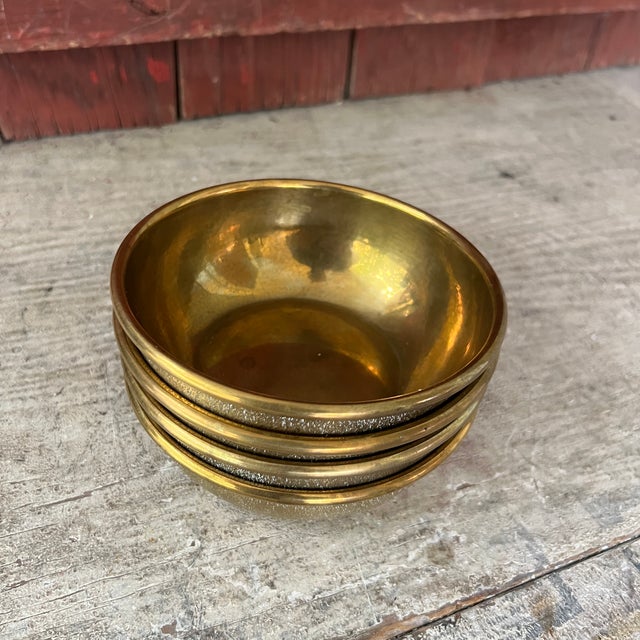 These vintage brass finger mess bowls, stamped VOC No. 52105, were used by the British Royal Navy beginning in WWII. Their...