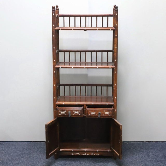 Wood Vintage Rosewood Display Cabinet With Mother-of-Pearl Inlay For Sale - Image 7 of 10