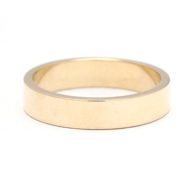 Modern Medium Thick Band Ring, 10k Yellow Gold, Ring Size 6, Stackable For Sale - Image 3 of 5