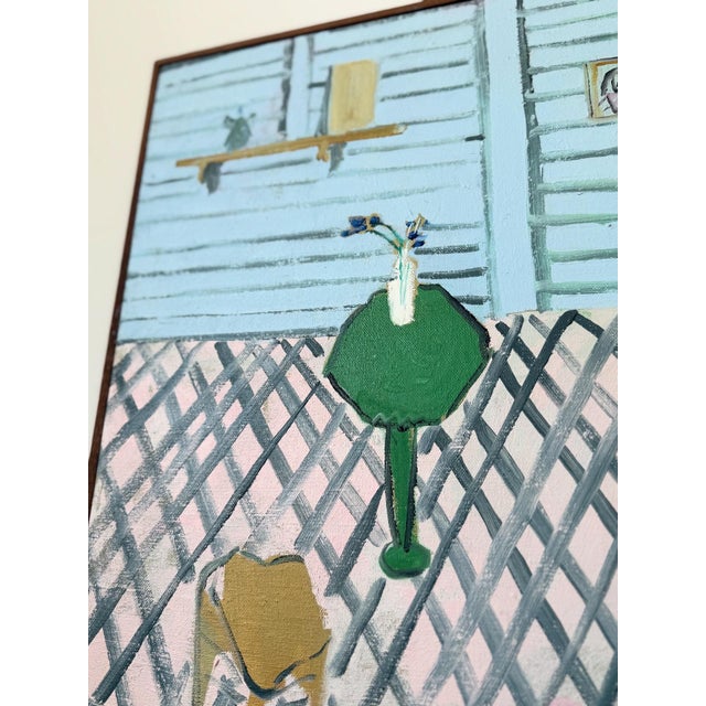 Paint Mid 20th Century Original Oil Painting of Backyard Scene by Alan Peters For Sale - Image 7 of 7