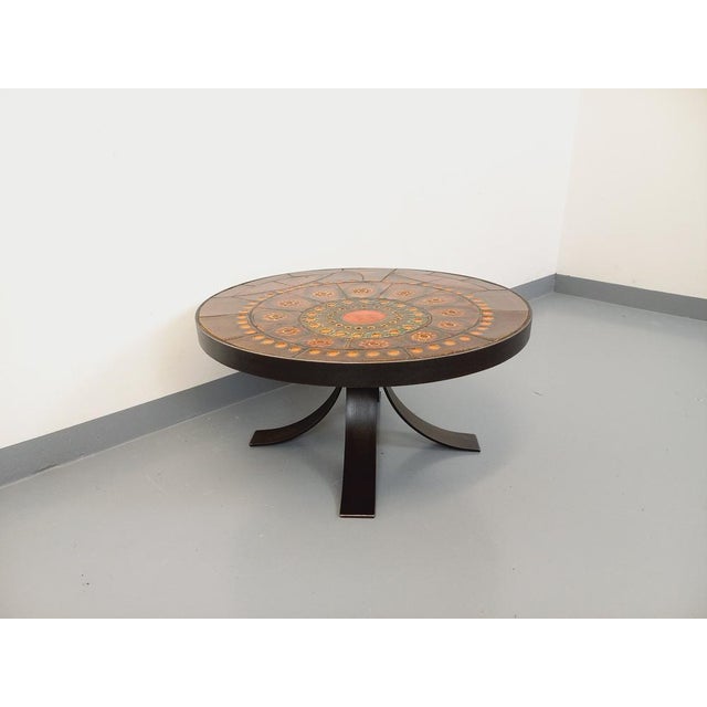 Vintage Round Coffee Table in Ceramic and Steel, 1960s For Sale - Image 15 of 16