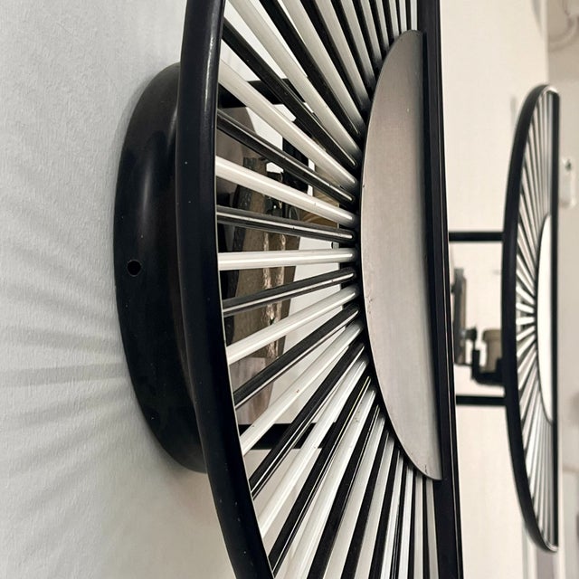 Mid-Century Modern Black and White Murano Glass Wall Lights, 1980s, Set of 2 For Sale - Image 3 of 7