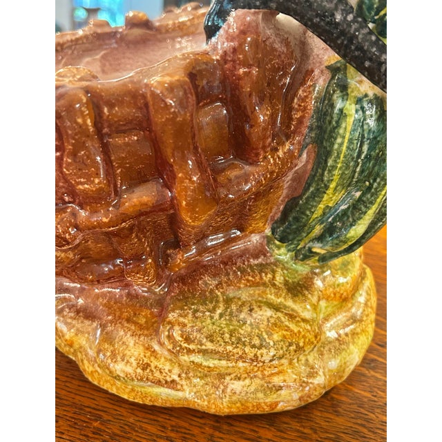 Mid 20th Century Large Majolica Swan Planter or Cache Pot in the Barbotine Style For Sale - Image 9 of 11