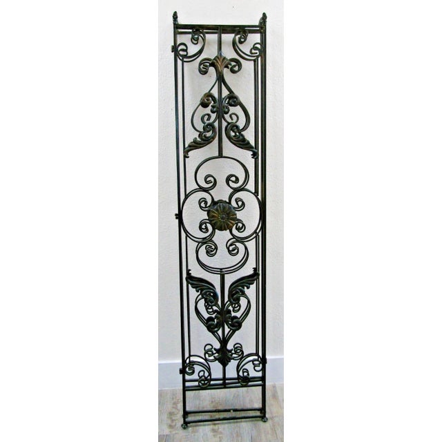 Vintage Regency Black Wrought Iron 3 Panel Room Divider For Sale - Image 15 of 15