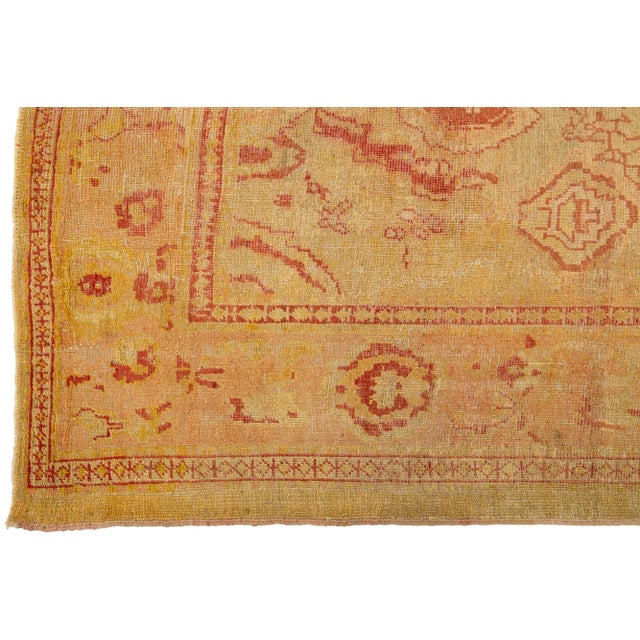 19th. C. Turkish Oushak Wool Rug in Tan With Allover Floral Design For Sale In New York - Image 6 of 9