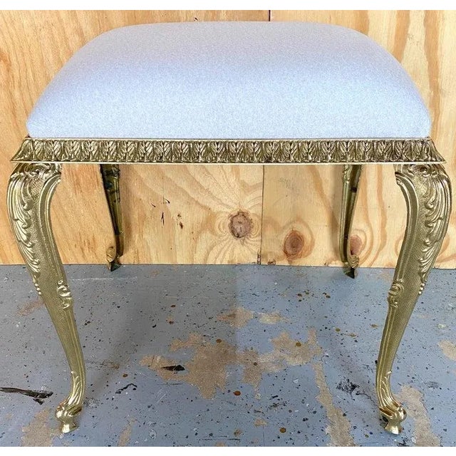 Neoclassical 20th Century French Neoclassical Bronze Benches /Ottomans Kravet Cashmere Upholstery - a Pair For Sale - Image 3 of 11