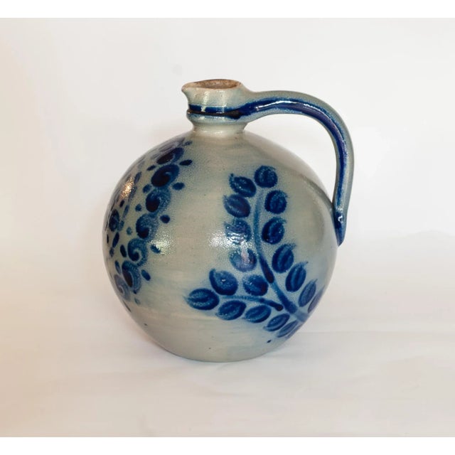 This stunning vintage Schilz salt glaze pottery set includes a beautifully crafted blue and gray pitcher (dimensions 13" x...
