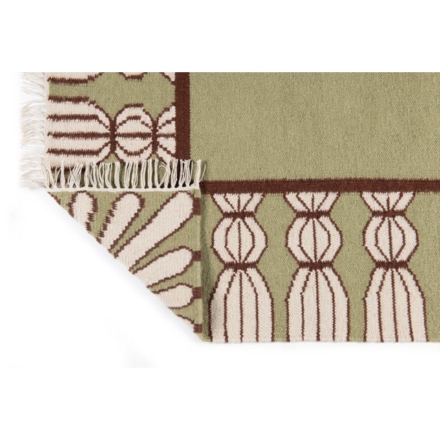 Not Yet Made - Made To Order Part & Parcel Goods Wool Tassel Rug, 2’6” x 10', Sage, Chocolate and Eggshell For Sale - Image 5 of 6