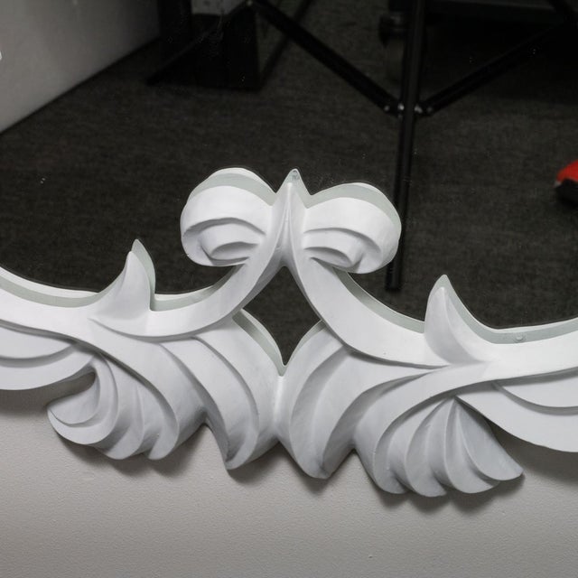 Wood White Carved Wood Mirror For Sale - Image 7 of 9
