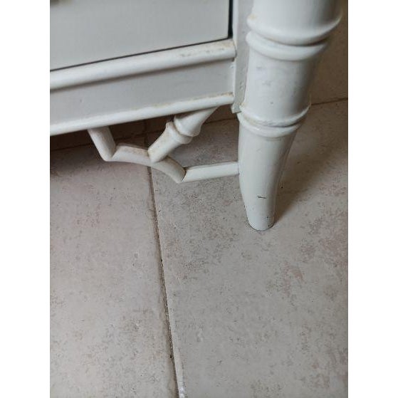 Ornamental & Decorative Materials 1970s Thomasville Allegro Faux Bamboo 9 Drawer Dresser Brass Hardware White Color For Sale - Image 7 of 13