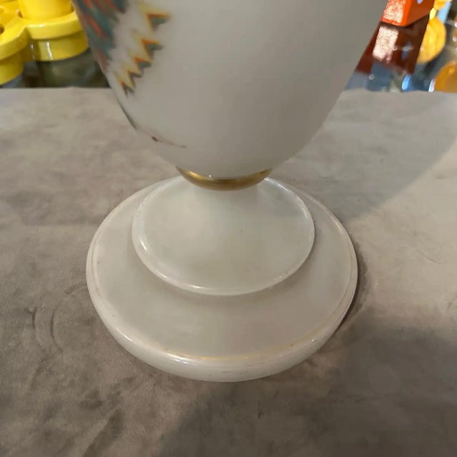 Early 1900s Art Nouveau Hand-Painted Opaline Glass Italian Vase For Sale - Image 4 of 12