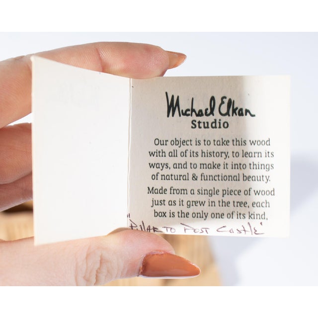 Brown “Pillar to Post Castle” Spalted Maple Burl Wood Box by Michael Elkan For Sale - Image 8 of 9