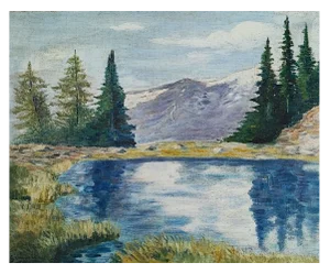 Louis Camille Gianoli, Lac de montagne, Oil on Cardboard