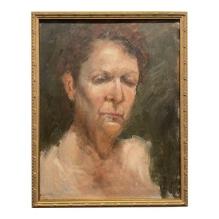 Vintage Portrait on Board in Gilt Frame For Sale