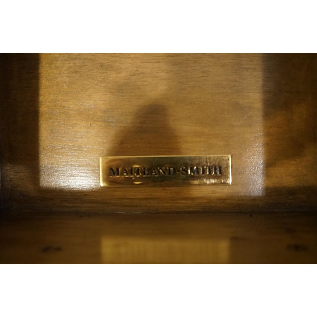 Wood Maitland Smith Solid Pecan Asian Chinoiserie Style 74" Sofa / Console Table W. River Rock Granite Top For Sale - Image 7 of 11