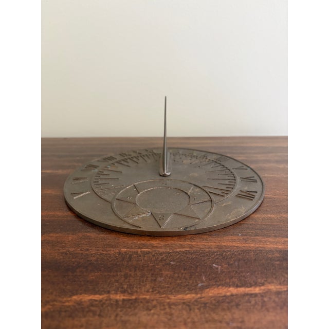 French Country Vintage English Country Iron Garden Sundial For Sale - Image 3 of 7