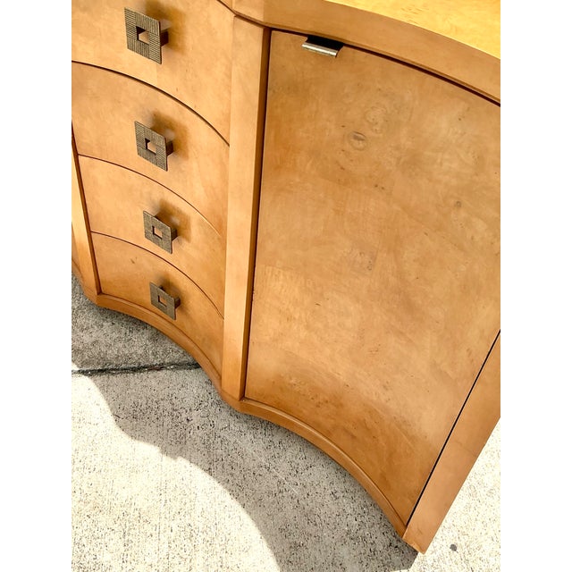 Tan Vintage Deco Burl Wood and Metal Chest of Drawers - A Pair For Sale - Image 8 of 12