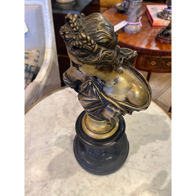 19th Century 19th Century Bronze Bust of Diana Black Marble Base For Sale - Image 5 of 6