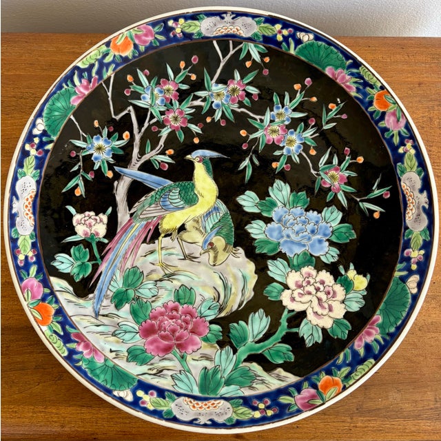 Black Large 20th Century Asian Pheasant Bird Wall Hanging Charger Platter Plate For Sale - Image 8 of 8