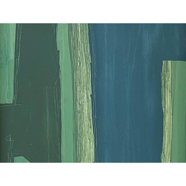 “River Moss" Abstract Art in Vintage Frame, Transitional Living Room Art by JTS For Sale - Image 4 of 9