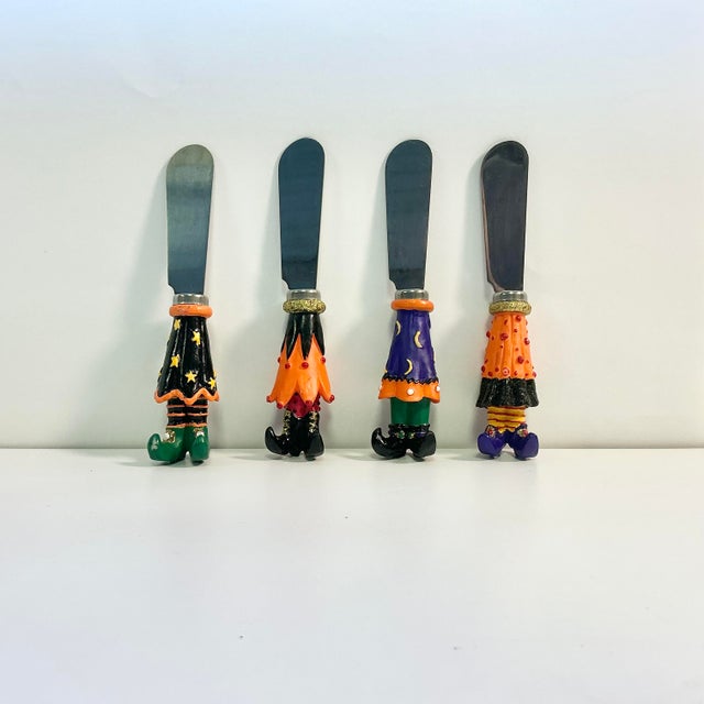 1980s Vintage Americana Boho Chic Halloween Witches Boots Spreader or Butter Knives - Set of 4 For Sale - Image 4 of 8