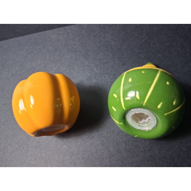 1980s Vintage 1980s "Shades of Autumn" Ceramic Gourd & Pumpkin Salt & Pepper Shakers - A Pair For Sale - Image 5 of 10