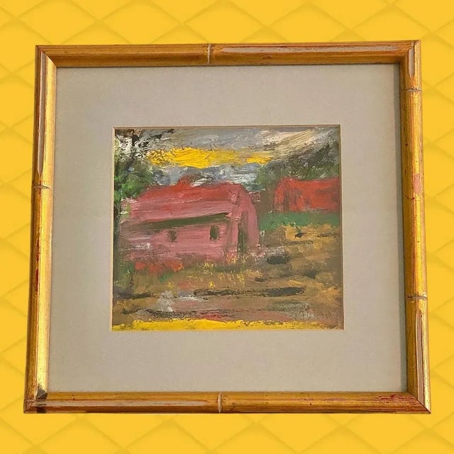 Mid Century Farmhouse Mini American Impressionist Painting, Vintage Framed For Sale - Image 10 of 10