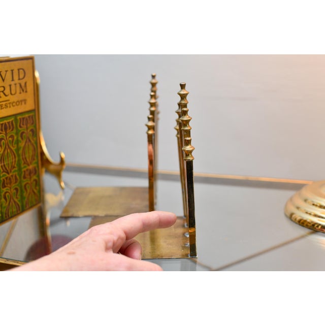 1920s 1920s Pair of Brass Art Deco Bookends Gated For Sale - Image 5 of 7