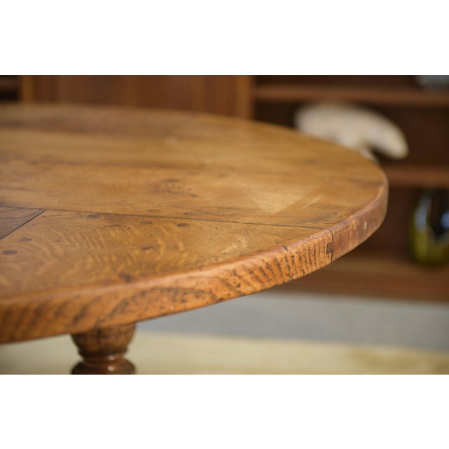 Wood Early 20th Century Circular Oak Table, 1920s For Sale - Image 7 of 13