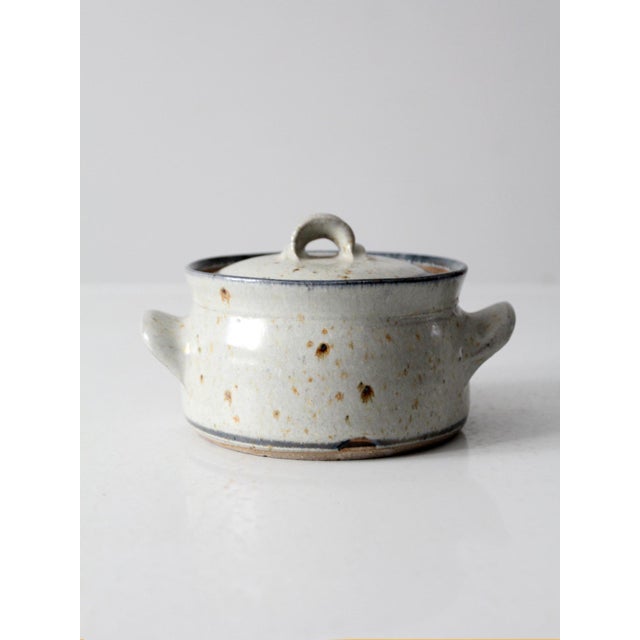 Vintage Handmade Studio Pottery Covered Bowl For Sale - Image 13 of 13