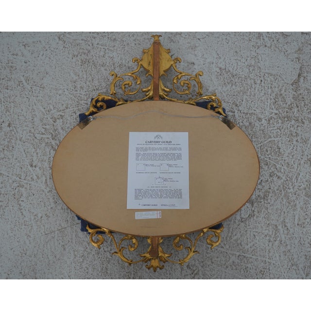 Carvers Guild Oval Louis XV Gold Frame Wall Mirror For Sale - Image 10 of 11