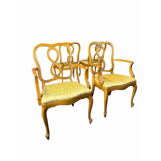 Vintage Country French Solid Walnut Dining Chairs Set of 6 For Sale In New York - Image 6 of 11