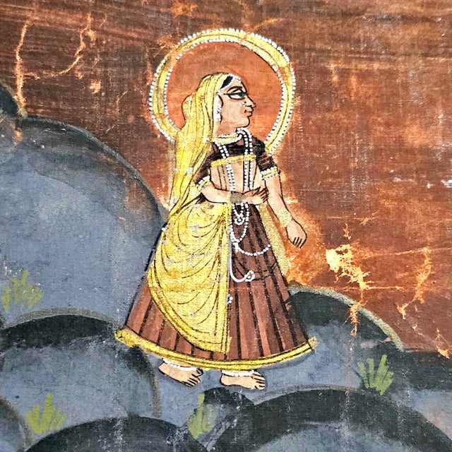 Mid 20th Century Monumental Mid-Century Pichwai Pichhavi Painting – Krishna & Gopis, Framed 76” For Sale - Image 5 of 12