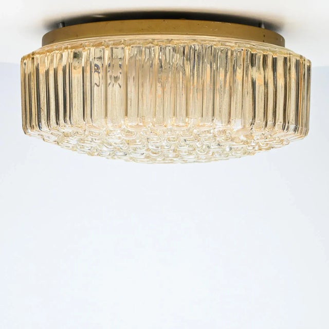 Medium Round Clear Textured Glass Wall Lights from Limburg, 1970, Set of 2 For Sale - Image 11 of 12