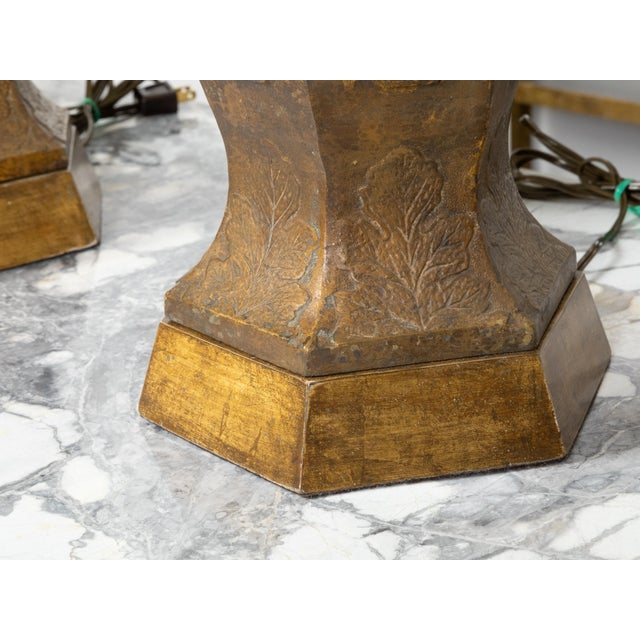 Mid 20th Century Asian MidCentury Us-Wired Table Lamps with Carved Openwork Floral Motifsv - a Pair For Sale - Image 9 of 9