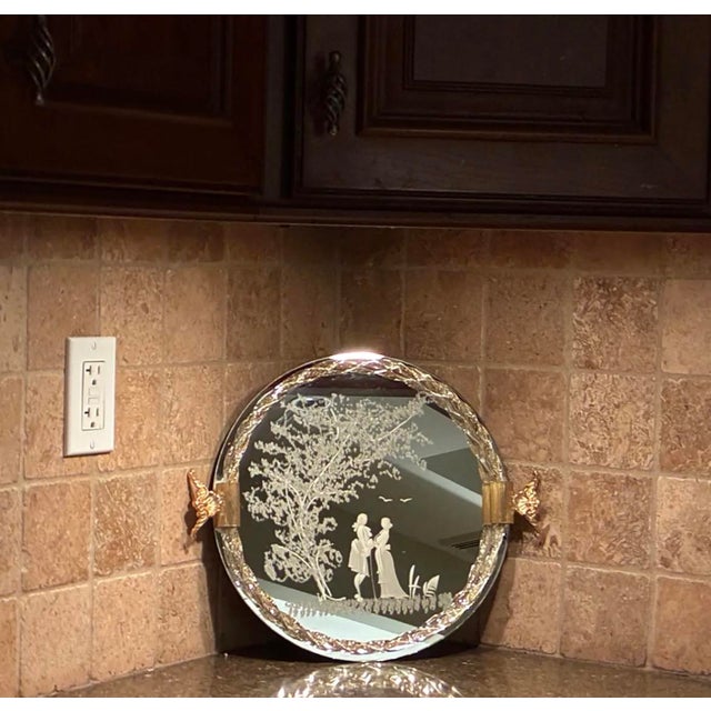 Ercole Barovier Venetian Etched Glass Mirror and Serving Tray For Sale - Image 4 of 7