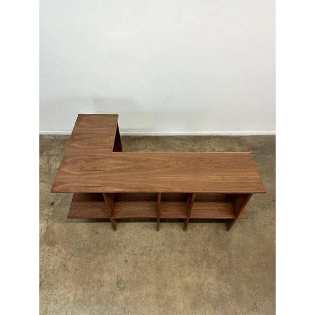 Wood Custom Made Corner Sofa Bookcase in Walnut For Sale - Image 7 of 13